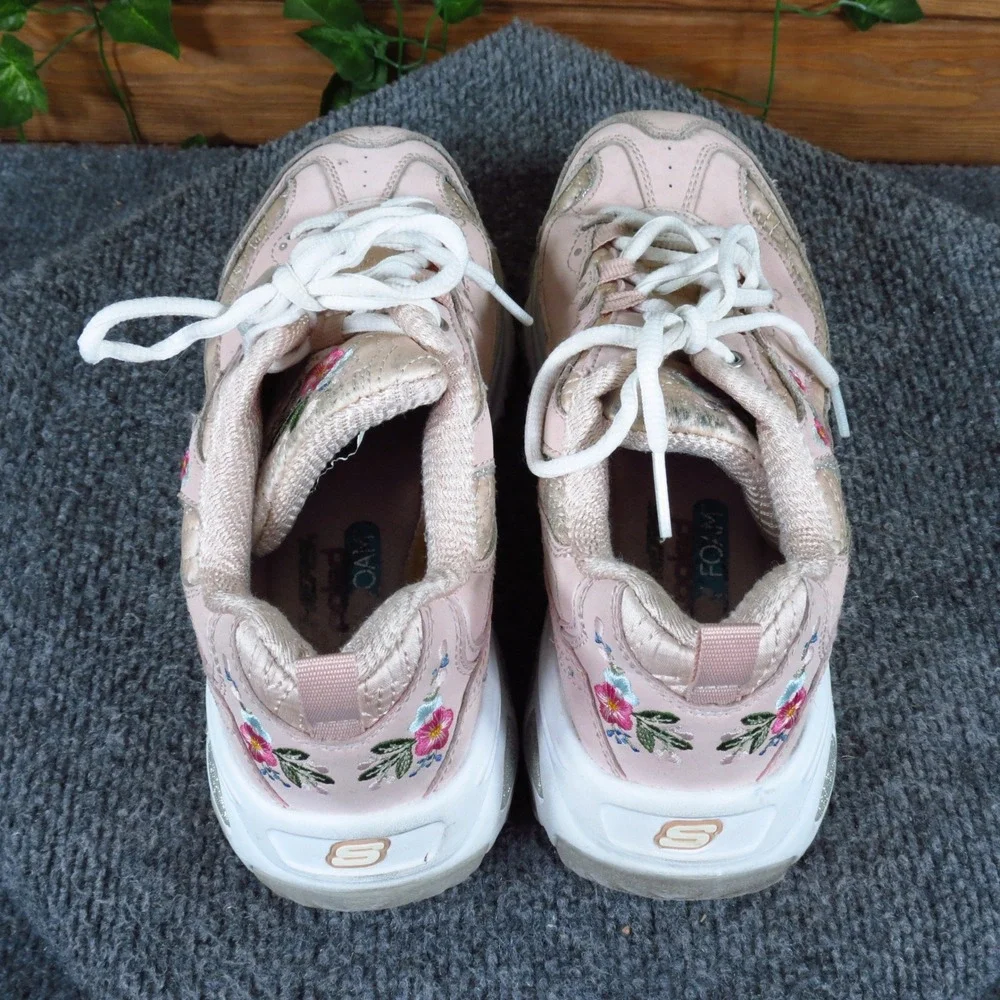 Skechers D'Lites Bright Blossoms Women Sneaker 7 Walking Pink Leather Floral